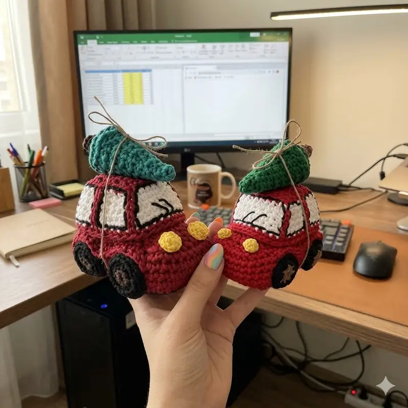 Complimentary Intermediate crochet pattern: Christmas Basket Car Amigurumi Pattern - Simple to follow guide