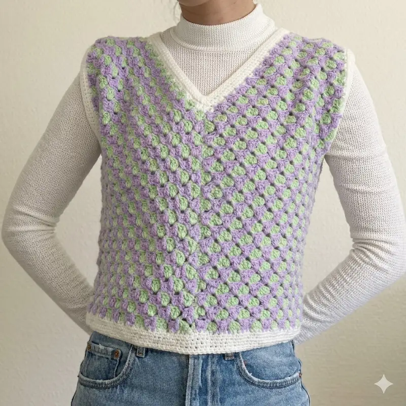Complimentary Intermediate crochet pattern: Corner To Corner Vest Pattern - Simple to follow guide