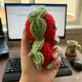 Stanley the Strawberry Amigurumi Pattern step 2 - assembly progress