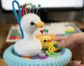 Duck and Goose Trinket Tray Amigurumi Pattern step 2 - assembly progress