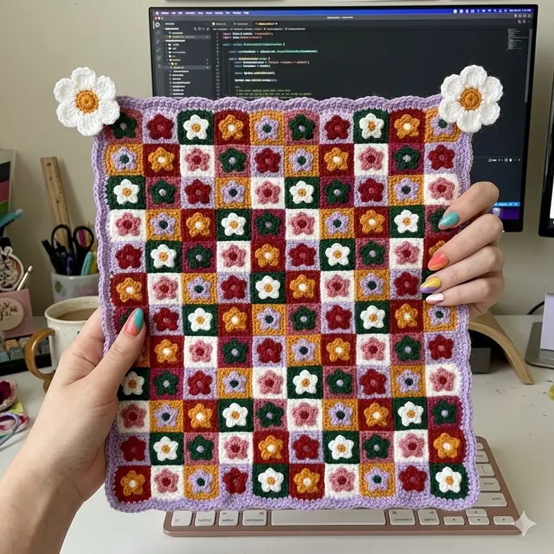 Complimentary Beginner Friendly crochet pattern: Field of Daisies Crochet Blanket Pattern - Simple to follow guide