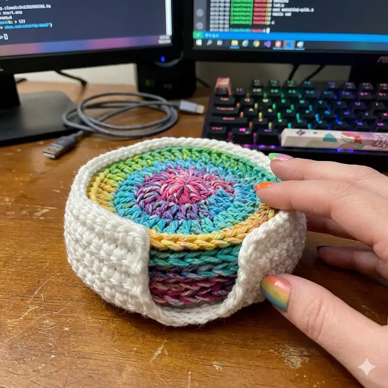 Complimentary Beginner Friendly crochet pattern: Crochet Coaster and Coaster Holder Pattern - Simple to follow guide