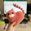 Heart Cat and Bunny Amigurumi Pattern step 2 - assembly progress