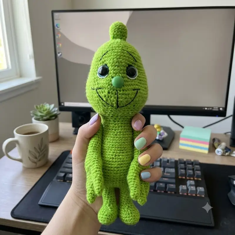 Complimentary Intermediate crochet pattern: Baby Grinch Amigurumi Pattern - Simple to follow guide