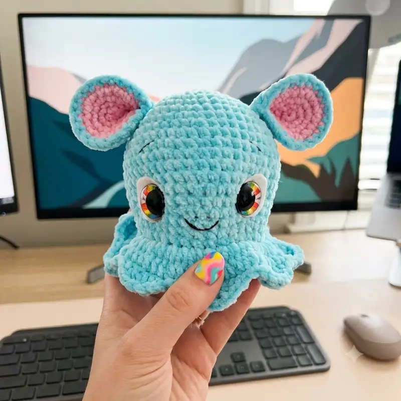 Quality crochet pattern: Blue the Dumbo Octopus Amigurumi Pattern - Intermediate level guide with complete instructions