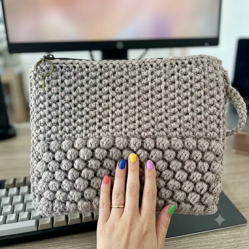 Quality crochet pattern: Bobble Clutch Crochet Pattern - Intermediate level guide with complete instructions