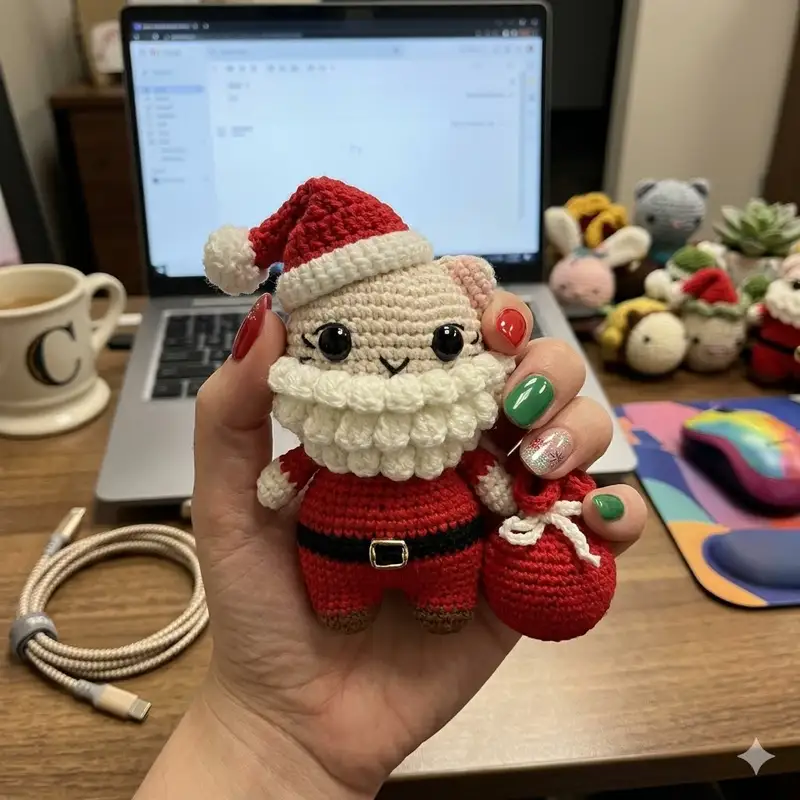 Complimentary Intermediate crochet pattern: Santa Christmas Cat Amigurumi Pattern - Simple to follow guide