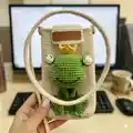 Frog Phone Pouch Amigurumi Pattern step 4 - final assembly and finishing