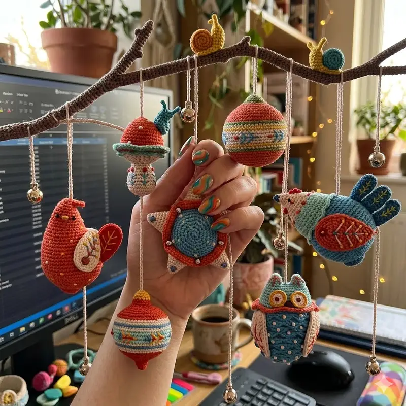 Complimentary Intermediate crochet pattern: Christmas Ornament Set Pattern - Simple to follow guide