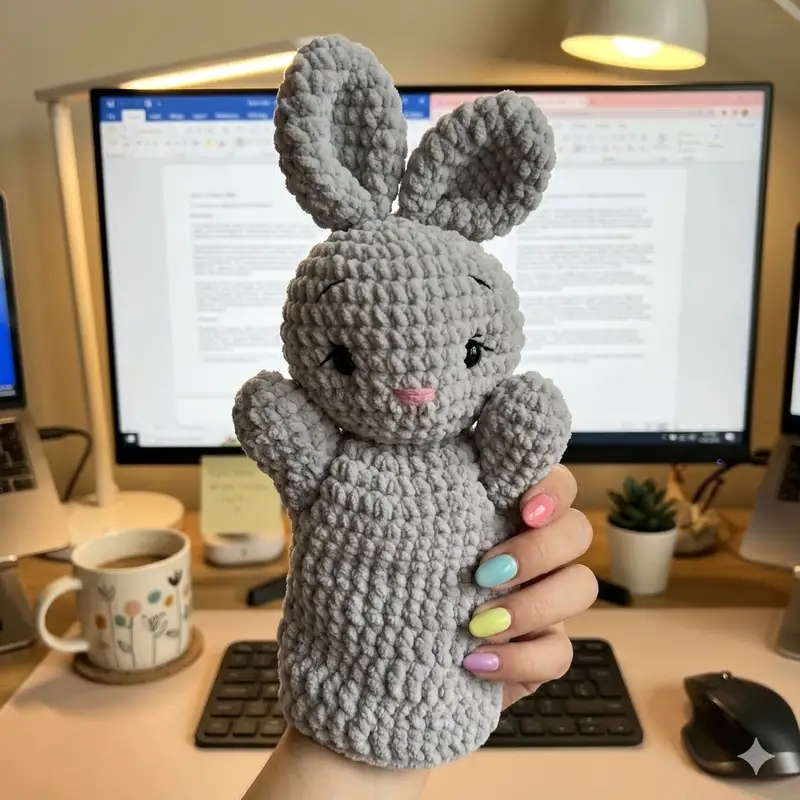Complimentary Intermediate crochet pattern: Bunny Hand Puppet Amigurumi Pattern - Simple to follow guide