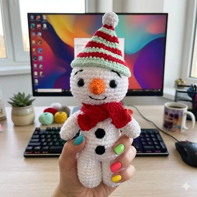 Complimentary Beginner Friendly crochet pattern: Snowman Amigurumi Pattern - Simple to follow guide