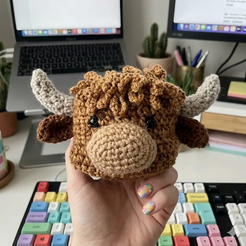 Complimentary Intermediate crochet pattern: Mungo Highland Cow Amigurumi Pattern - Simple to follow guide
