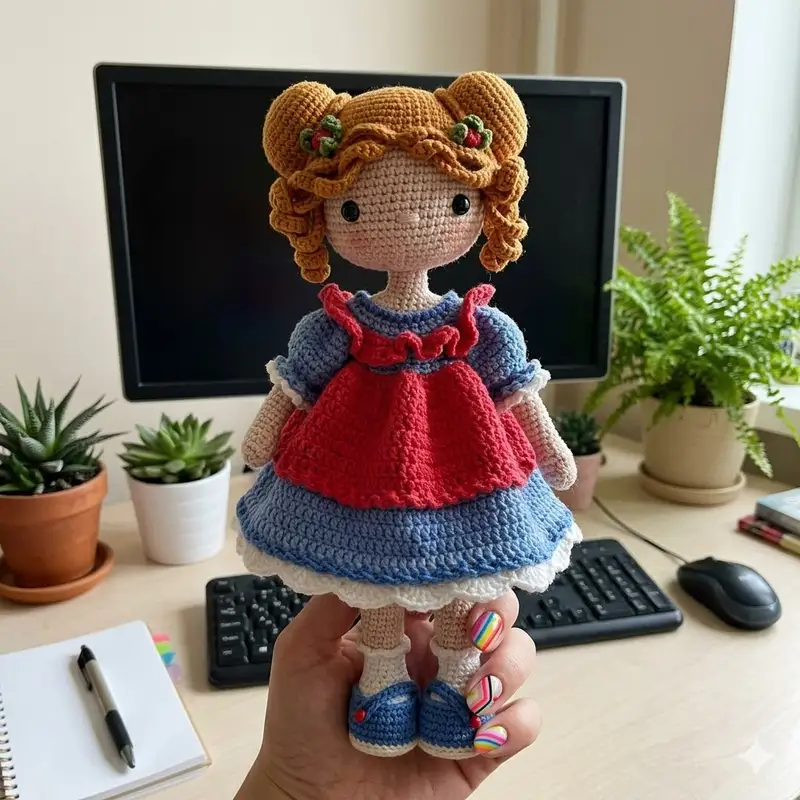 Complimentary Intermediate crochet pattern: Doll Eliza Amigurumi Pattern - Simple to follow guide