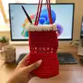 Crochet Wine Tote Bag Pattern step 1 - construction progress