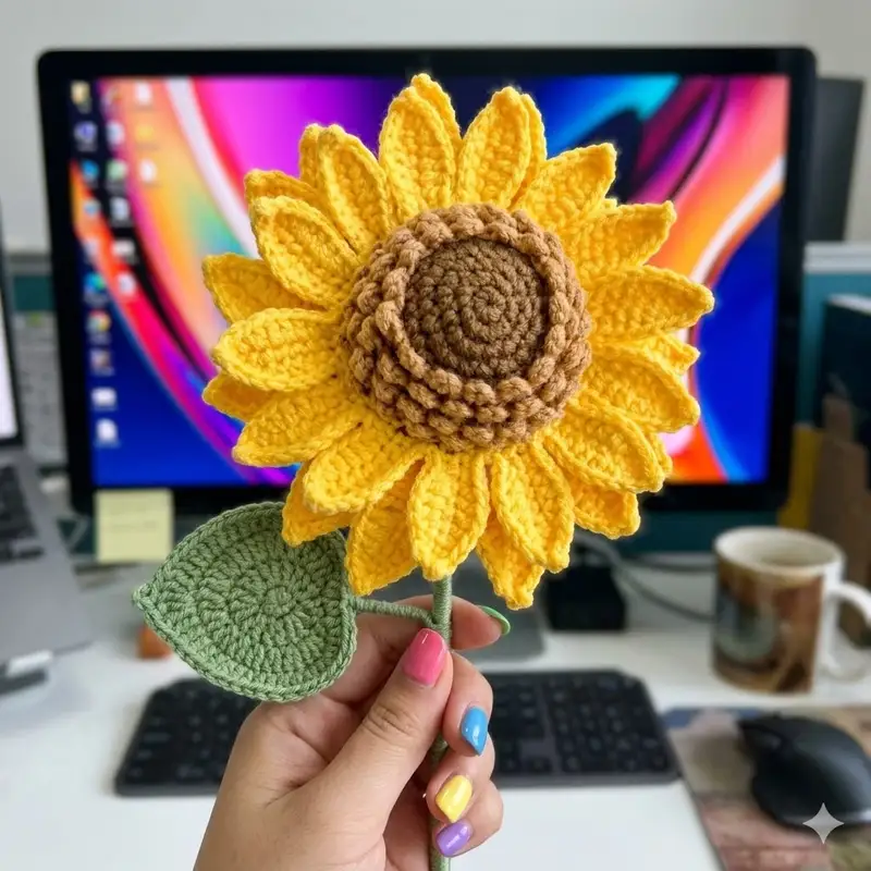 Complimentary Intermediate crochet pattern: Crochet Sunflower Pattern - Simple to follow guide