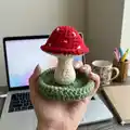 Mushroom Jewelry Holder Amigurumi Pattern step 2 - assembly progress