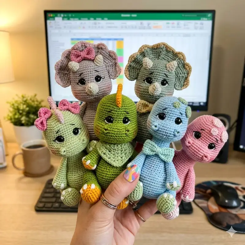 Complimentary Intermediate crochet pattern: Triceratops Noah and Poli Amigurumi Pattern - Simple to follow guide