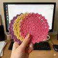 Easy Crochet Coasters Pattern step 1 - construction progress
