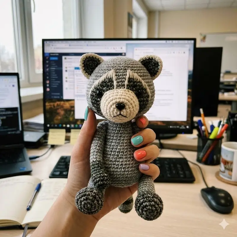 Complimentary Intermediate crochet pattern: Raccoon Amigurumi Pattern - Simple to follow guide