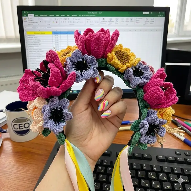 Complimentary Intermediate crochet pattern: Floral headband Pattern - Simple to follow guide
