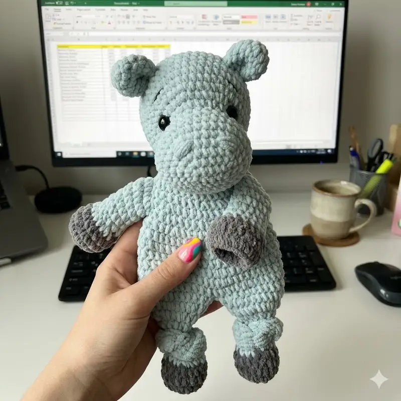 Complimentary Intermediate crochet pattern: Hippo Lovey Amigurumi Pattern - Simple to follow guide