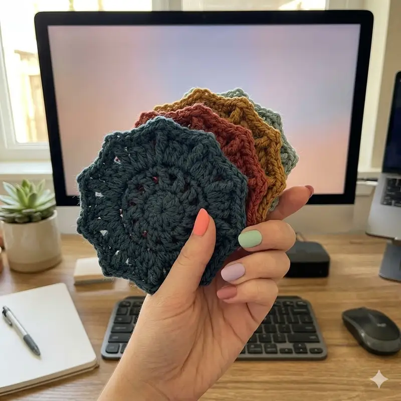 Complimentary Intermediate crochet pattern: Sunburst Coasters Pattern - Simple to follow guide