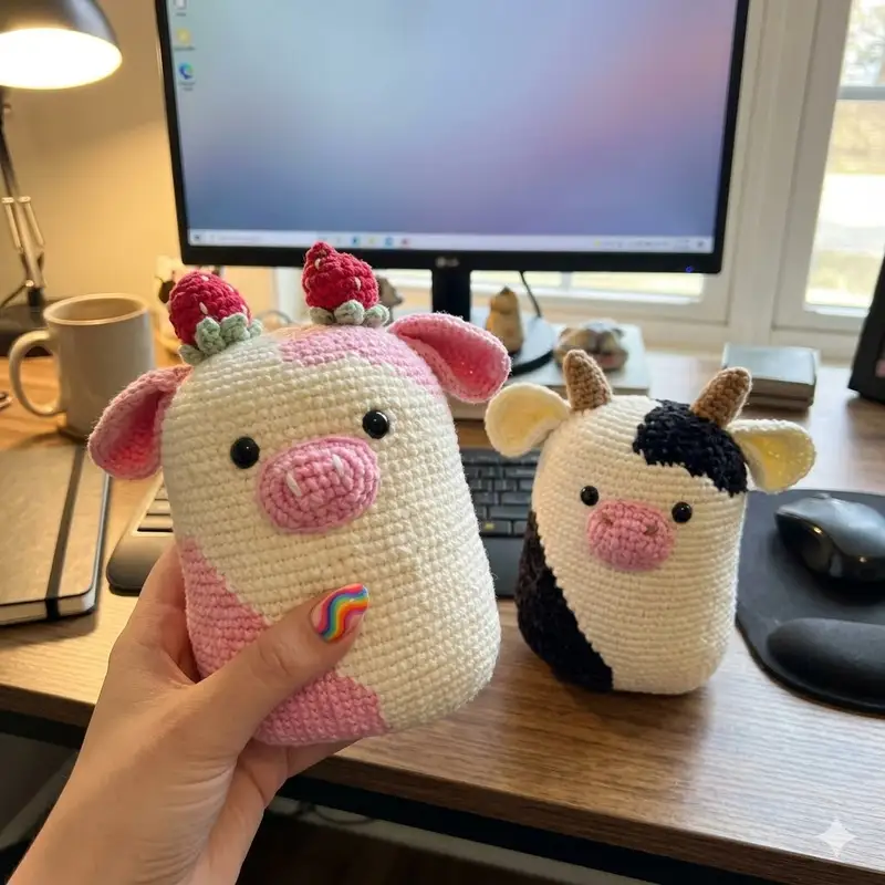 Complimentary Intermediate crochet pattern: Cow Squishmallow Plushie Amigurumi Pattern - Simple to follow guide