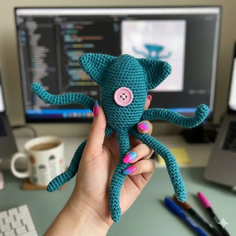 Complimentary Intermediate crochet pattern: Squid Coraline Amigurumi Pattern - Simple to follow guide