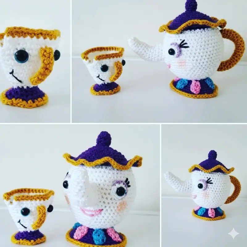 Complimentary Intermediate crochet pattern: SWC Mrs Potts and Chip Amigurumi Pattern - Simple to follow guide