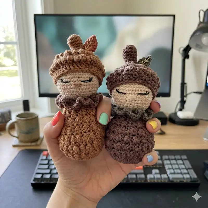Complimentary Intermediate crochet pattern: Magic of Autumn Pine Cone Amigurumi Pattern - Simple to follow guide