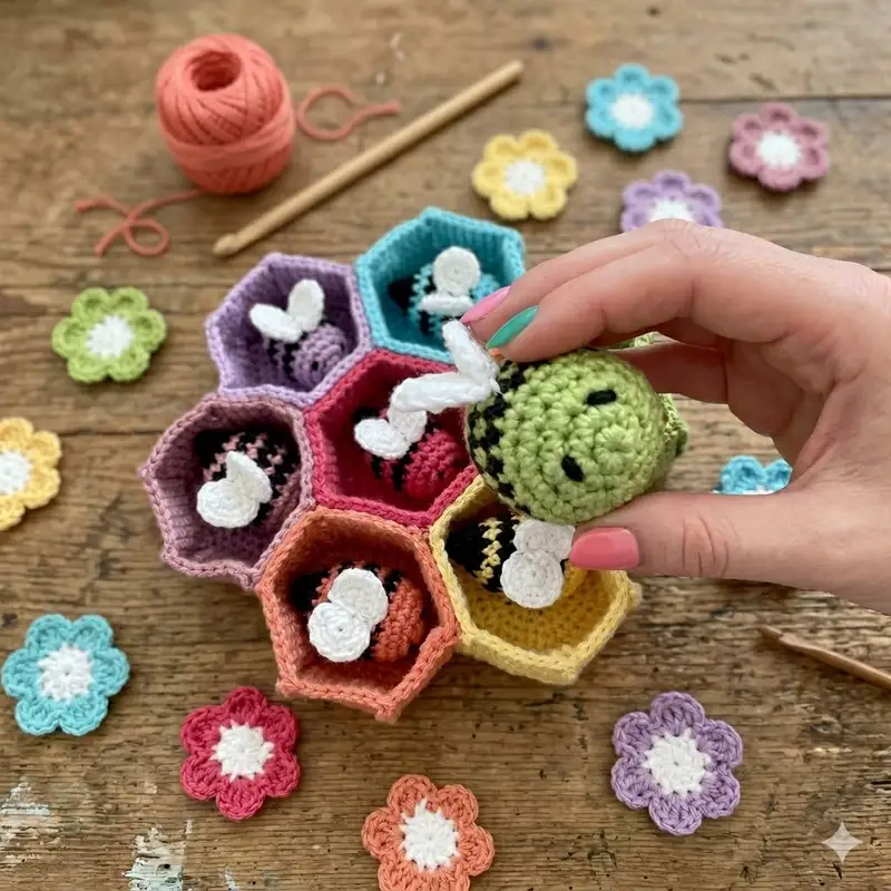 Complimentary Intermediate crochet pattern: Sorting bees Amigurumi Pattern - Simple to follow guide