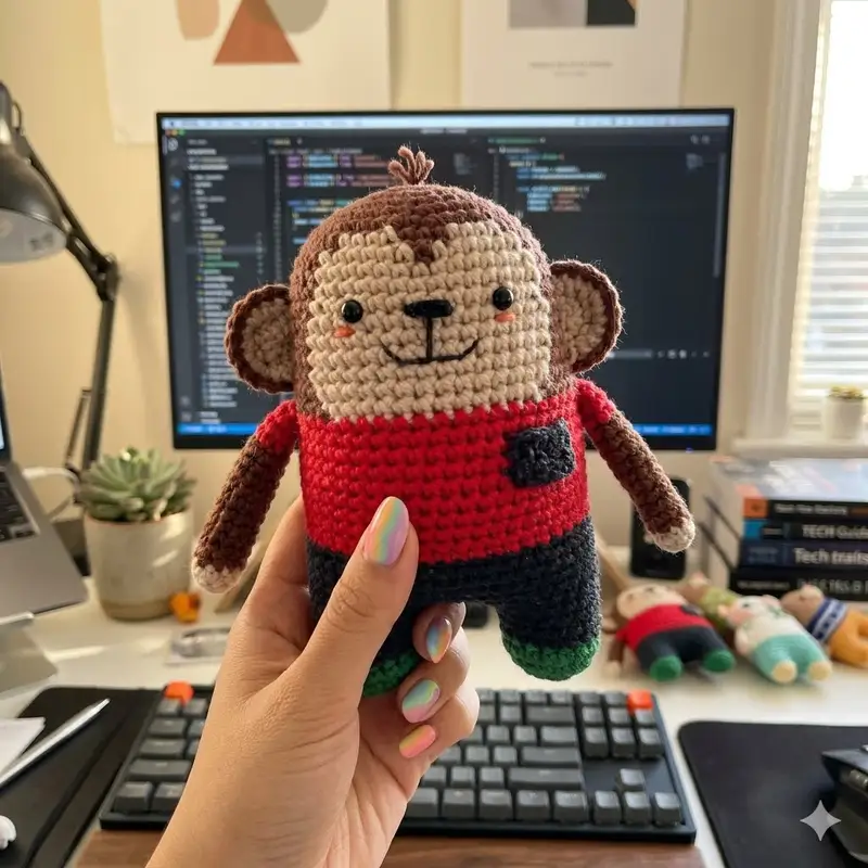 Complimentary Intermediate crochet pattern: Minimal Monkey Amigurumi Pattern - Simple to follow guide