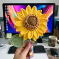 Crochet Sunflower Pattern step 2 - assembly progress