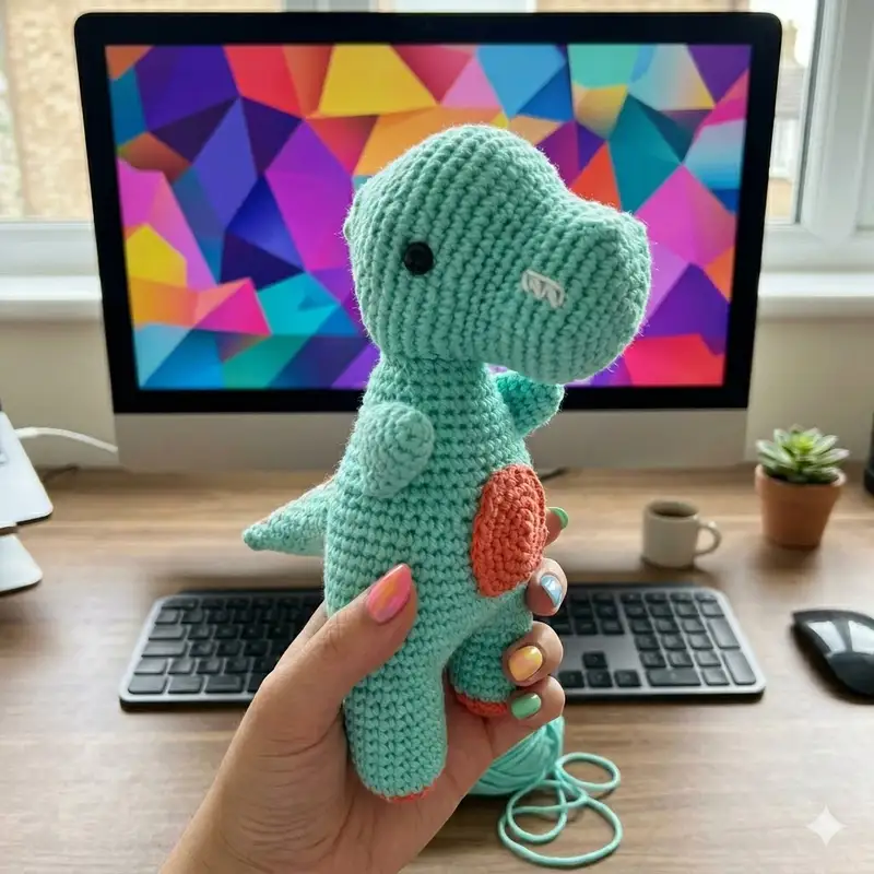 Complimentary Intermediate crochet pattern: Tommy the T-Rex Amigurumi Pattern - Simple to follow guide