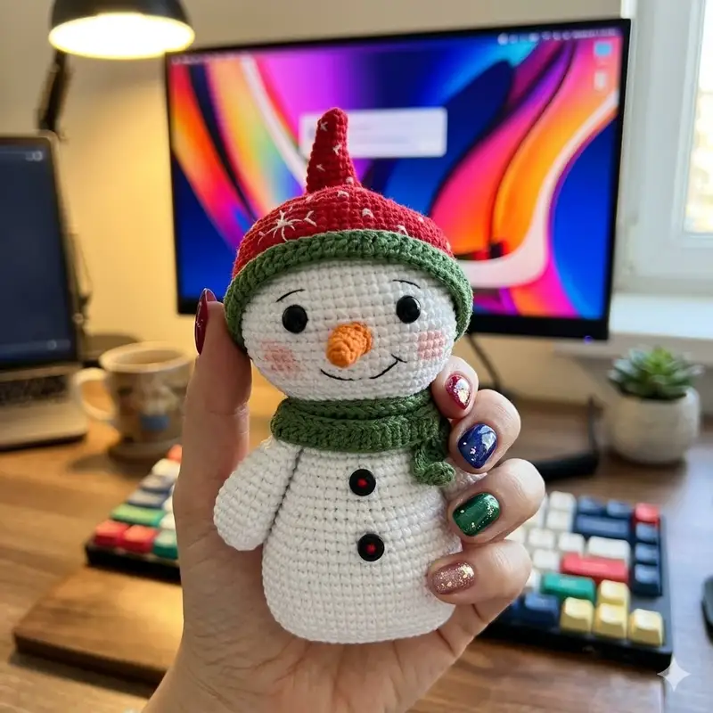 Complimentary Intermediate crochet pattern: Snowman Amigurumi Pattern - Simple to follow guide