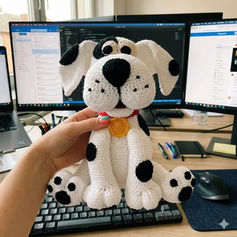 Complimentary Intermediate crochet pattern: Dog Dotty Amigurumi Pattern - Simple to follow guide