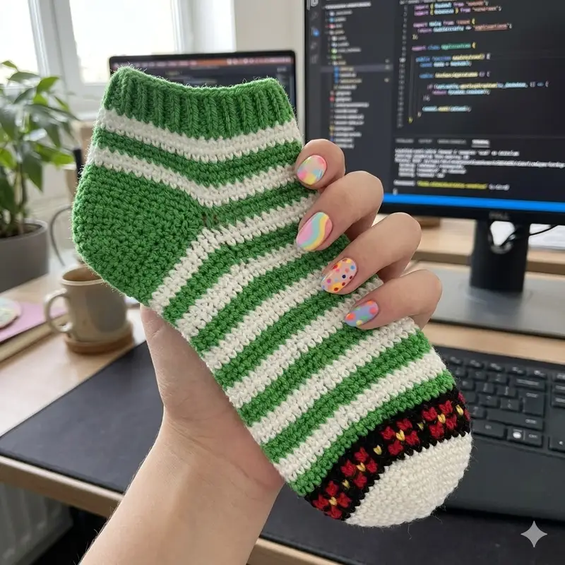 Complimentary Intermediate crochet pattern: Folk Flower Socks Pattern - Simple to follow guide