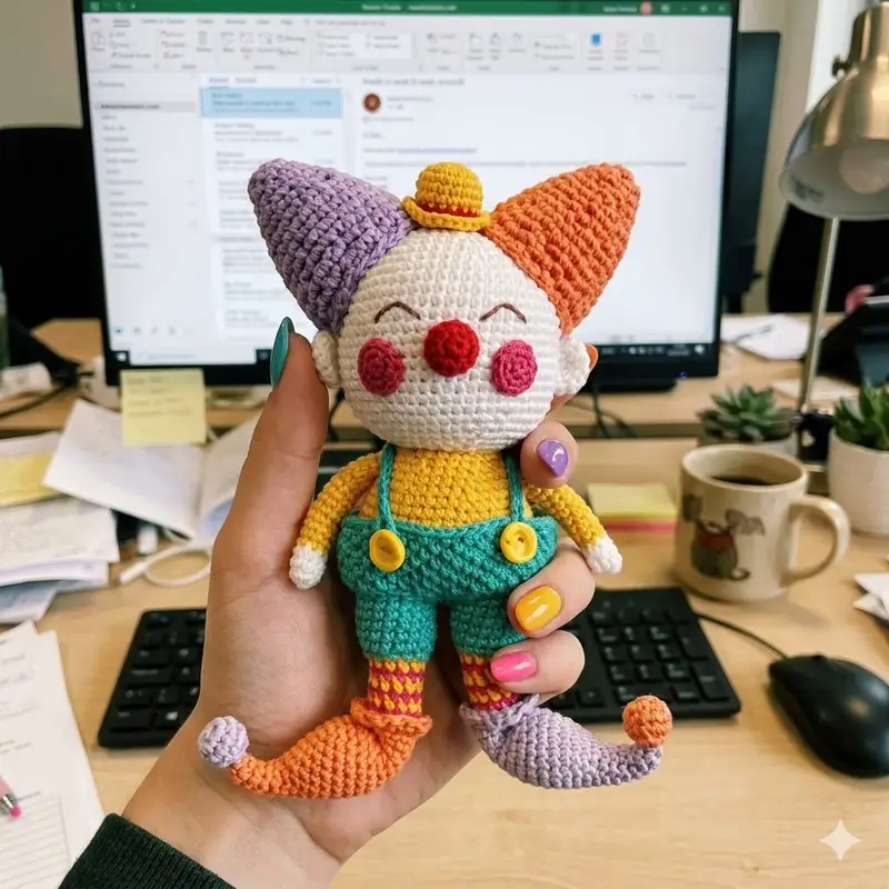 Complimentary Intermediate crochet pattern: Circus Clown Amigurumi Pattern - Simple to follow guide