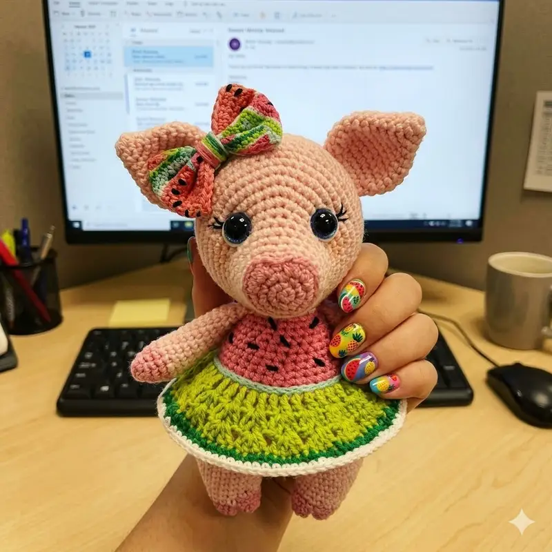 Complimentary Intermediate crochet pattern: Millie the Melon Pig Amigurumi Pattern - Simple to follow guide