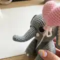 Elephant Elf Amigurumi Pattern step 2 - assembly progress