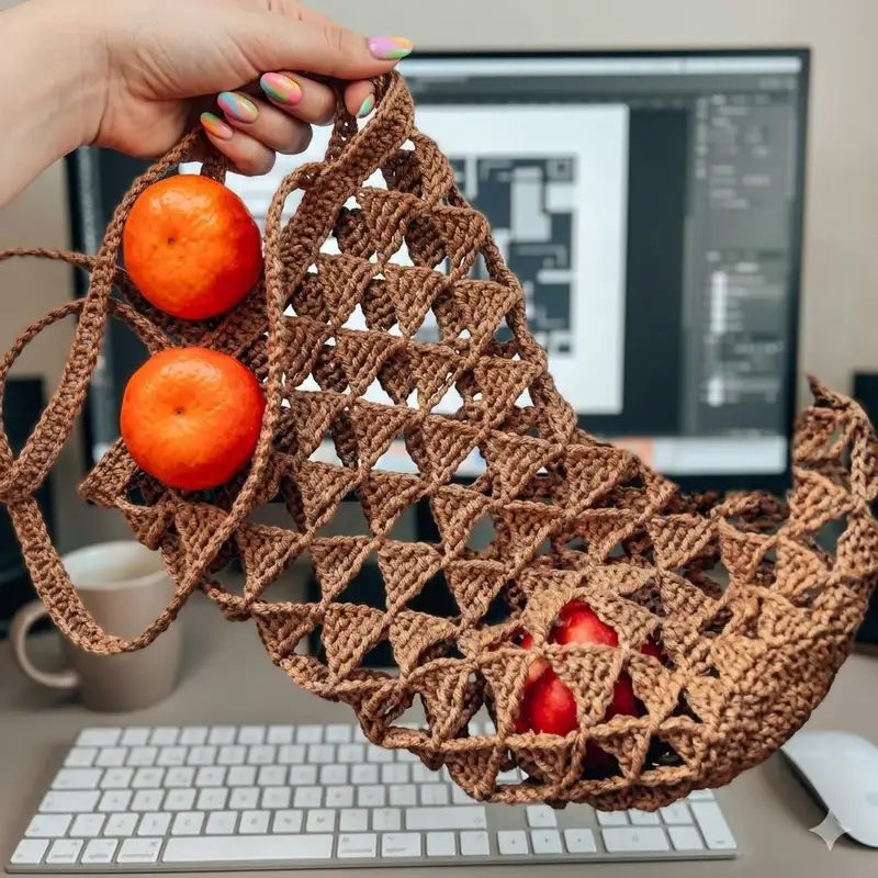 Complimentary Beginner Friendly crochet pattern: Mash Bag Triangles Pattern - Simple to follow guide