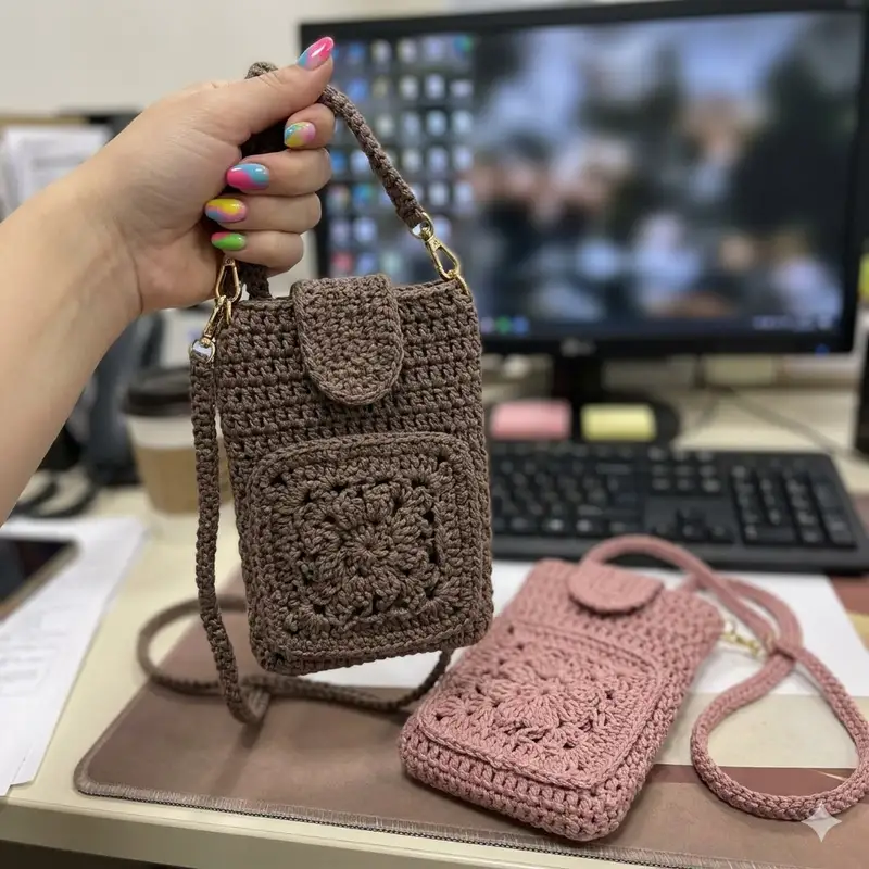Complimentary Intermediate crochet pattern: Phone Bag with Pocket Pattern - Simple to follow guide