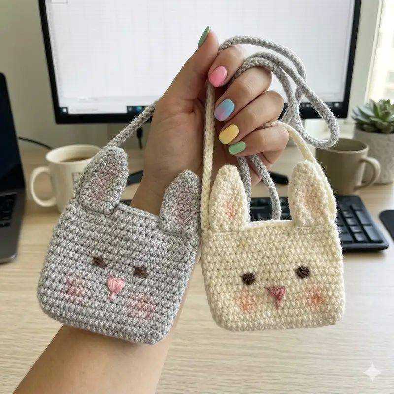 Complimentary Intermediate crochet pattern: Bunny Bag Pattern - Simple to follow guide