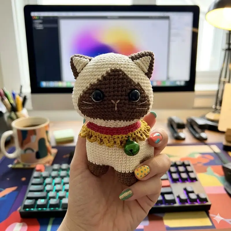 Complimentary Intermediate crochet pattern: Toby - The Siamese Cat Amigurumi Pattern - Simple to follow guide