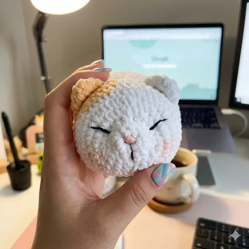 Complimentary Intermediate crochet pattern: Marshmallow Kittie Amigurumi Pattern - Simple to follow guide