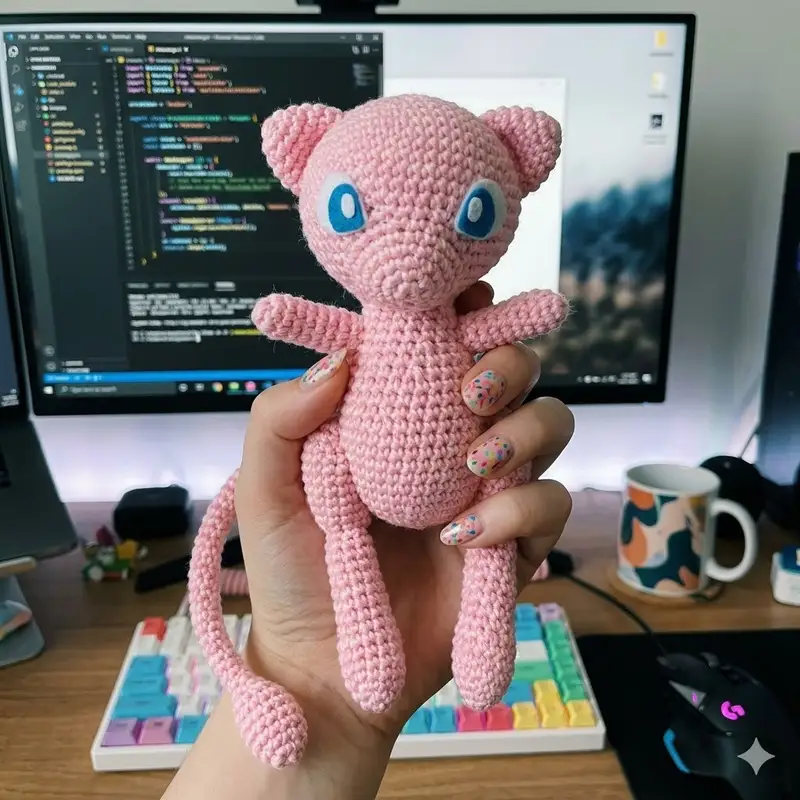 Complimentary Intermediate crochet pattern: Mew Plushie Amigurumi Pattern - Simple to follow guide