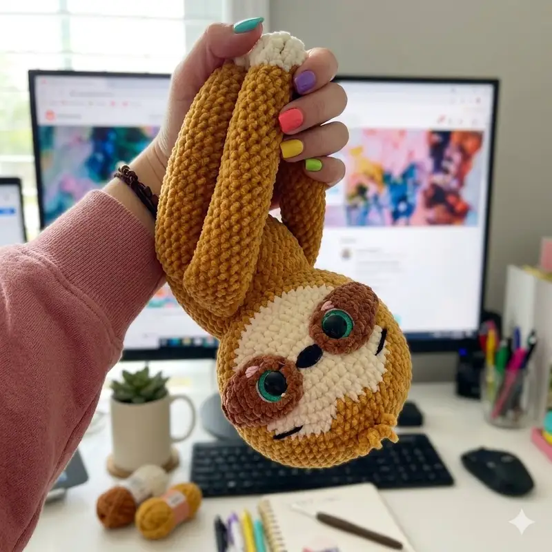 Complimentary Beginner Friendly crochet pattern: Samantha the Sloth Amigurumi Pattern - Simple to follow guide
