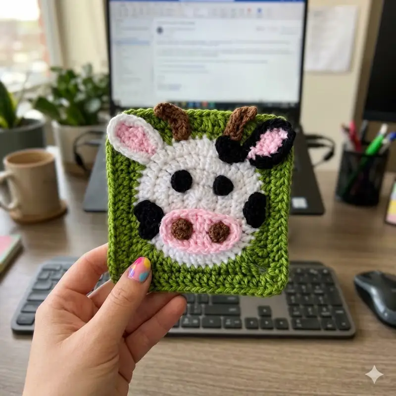 Complimentary Intermediate crochet pattern: Cow Granny Square Crochet Pattern - Simple to follow guide