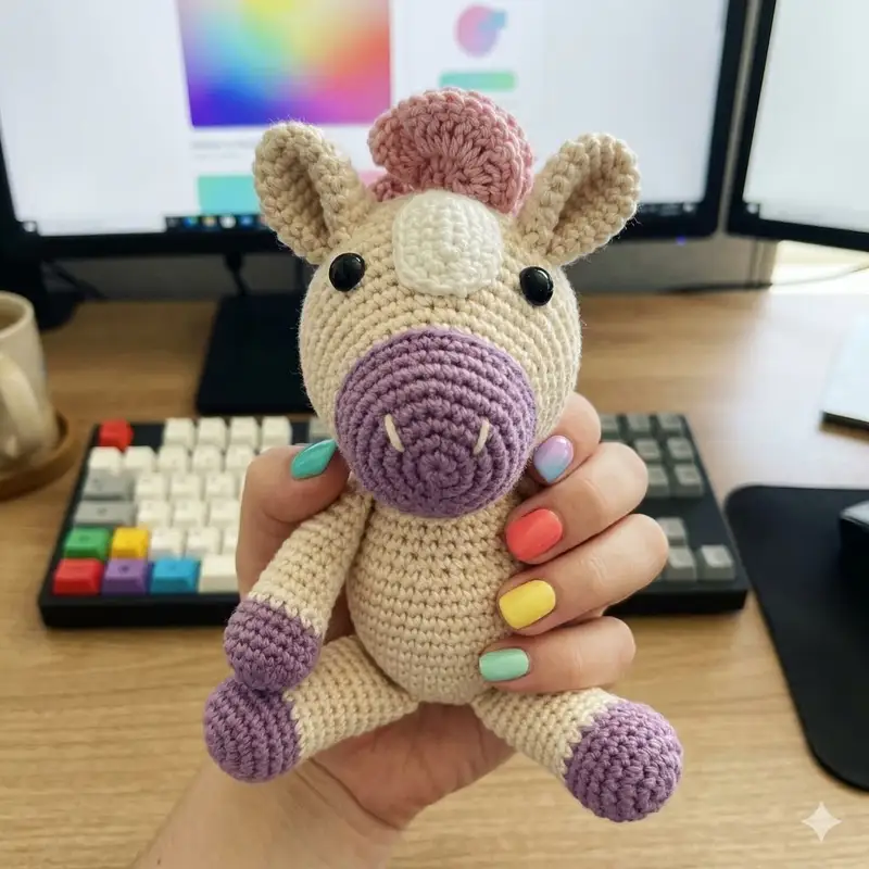 Complimentary Intermediate crochet pattern: Neon the Horse Amigurumi Pattern - Simple to follow guide
