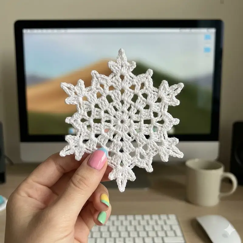 Complimentary Intermediate crochet pattern: Twinkling Snowflakes Pattern - Simple to follow guide